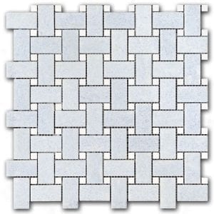 Blue Celeste Basketweave with Thassos Dot Polished 3