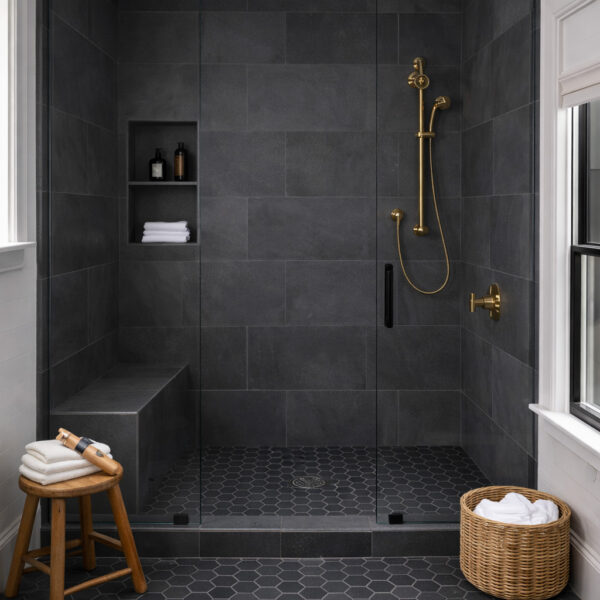 Basalt 12x24 and 3 inch Hexagon