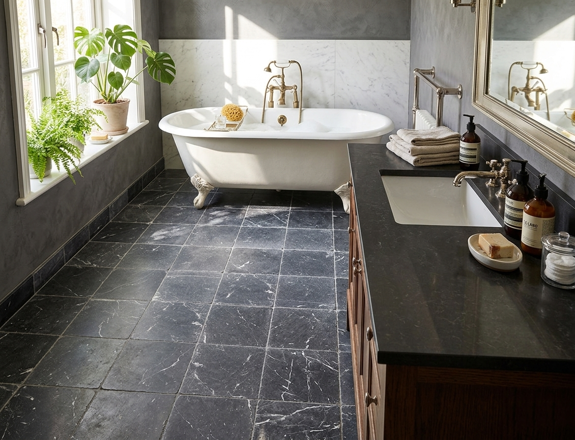 Nero Marquina 12x12 tumbled