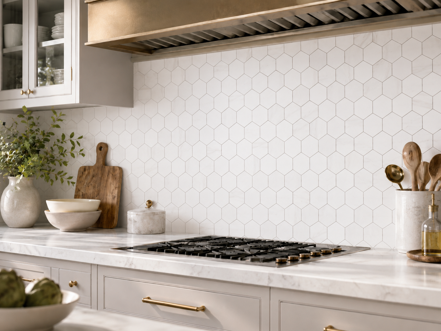 Bianco Dolomite 3 inch hexagon