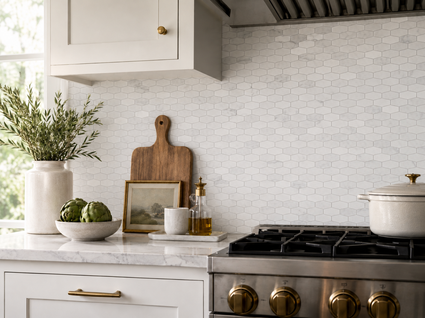 Bianco Carrara Elongated Hexagon Honed